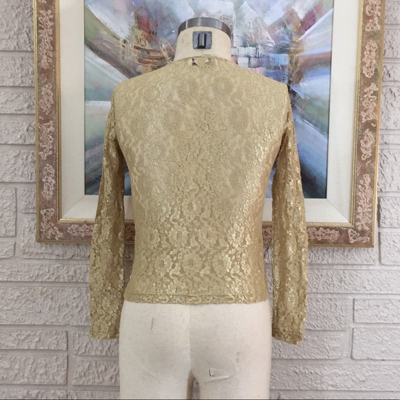 🌹Christina Shimmering Lace Long Sleeve T Top - Picture 2 of 8